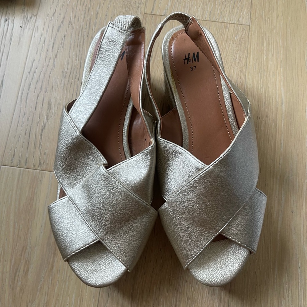 H&M gold wedge heeled sandals